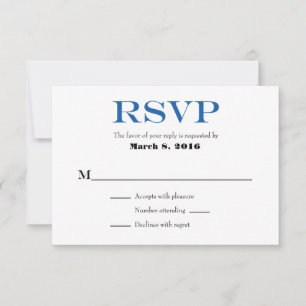 Bleu Blanc Plaine Simple Mariage Cartes RSVP