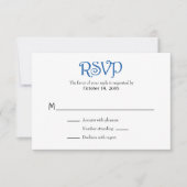 Bleu Blanc Plaine Simple Mariage Cartes RSVP (Devant)