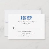 Bleu Blanc Plaine Simple Mariage Cartes RSVP (Devant)