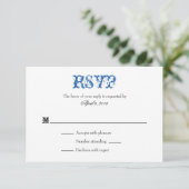 Bleu Blanc Plaine Simple Mariage Cartes RSVP (Debout devant)