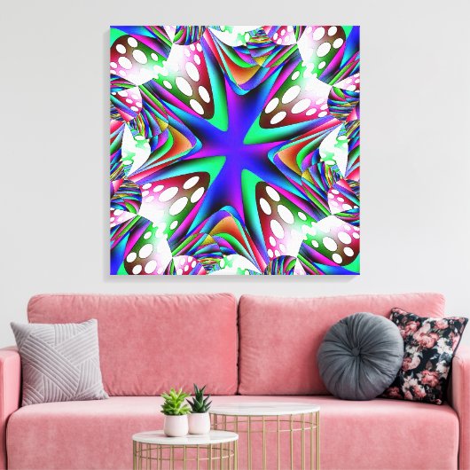 Bleu blanc points toile enveloppée (Insitu(Salon))