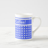 Bleu/Blanc Polka Dot Bone Chine Café Mug (Droite)