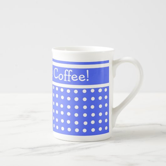Bleu/Blanc Polka Dot Bone Chine Café Mug (Droite)