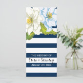 Bleu blanc rayures, fleurs programme de mariage mo (Debout devant)