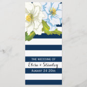 Bleu blanc rayures, fleurs programme de mariage mo (Devant)