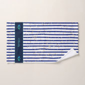 Bleu blanc rayures or Monogramme Pickleball (Serviette à main)