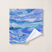 Bleu Blanc Rose Cyan Lilas Marbre Agate Abstrait (Gant de toilette)