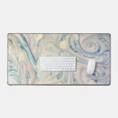 Bleu blanc rose moderne Fluid Marbling Art Abstrai (Clavier et souris)