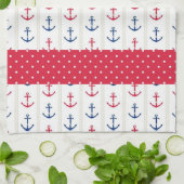Bleu blanc rouge d'Ancres nautiques de serviettes (Plié)