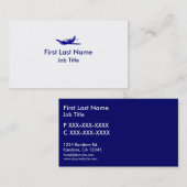 Bleu blanc simple avion sur mesure cartes de visit (Devant / Derrière)