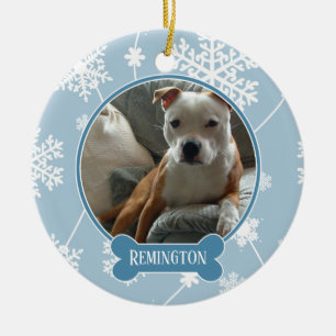 Bleu Blanc Snowflakes Photo Ornement de Noël