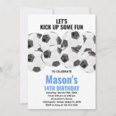 Bleu Blanc Soccer Invitations Anniversaire (Devant)