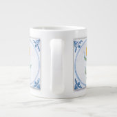 Bleu Blanc Tulipe Faux Carreaux Café Mug (Dos)