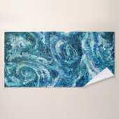 Bleu Blanc Turquoise Mer vague Splash Abstraction (Serviette de bain)