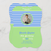 Bleu ⎮ Blanc Vert Invitation (Devant / Derrière)