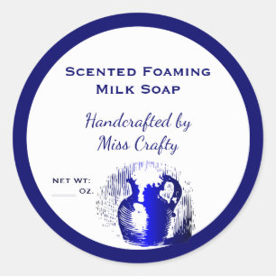 Bleu Blanc Vintage Jug Stickers de savon personnal