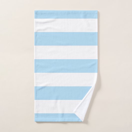 Bleu, Blancs, Motif rayé (Serviette à main)