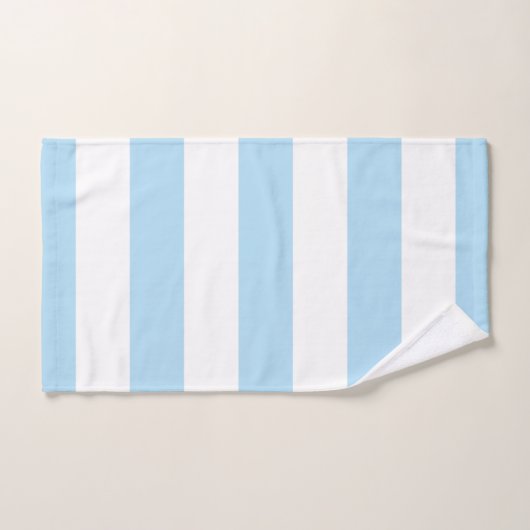 Bleu, Blancs, Motif rayé (Serviette à main)