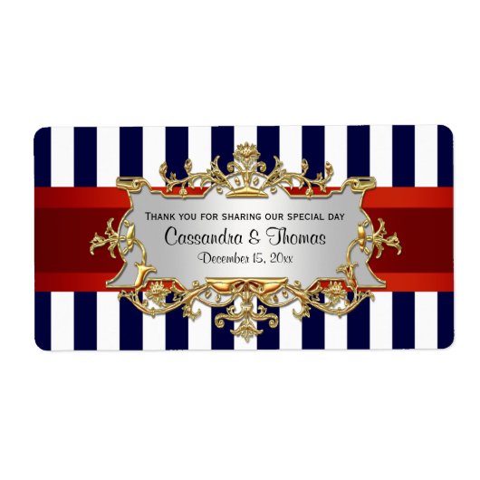 Bleu Blancs, Rouge Ruban H Étiquette bouteille de  (Devant)