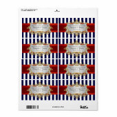 Bleu Blancs, Rouge Ruban H Étiquette bouteille de  (Feuille entière)