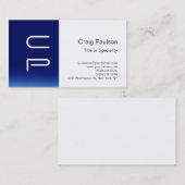 Bleu Bleu Blancs Monogramme Carte de visite modern (Devant / Derrière)