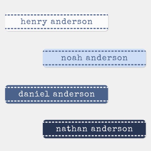 Bleu Bleu étanche Garçons Nom Étiquette (Groupe)