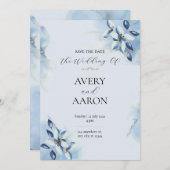 Bleu Bleu Magnifique Enregistrer Le Faire-part de (Devant / Derrière)