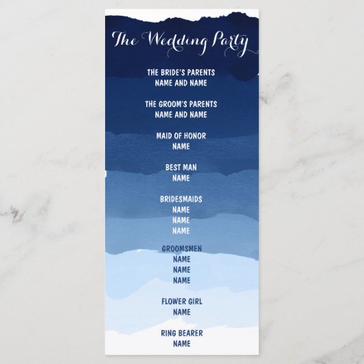 Bleu bleu marine aquarelle ombre programme de mari (Dos)