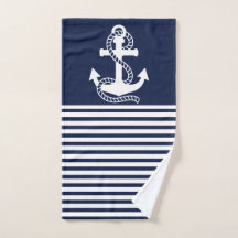 Bleu bleu marine Blancs et Ancre blanche