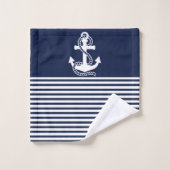 Bleu bleu marine Blancs et Ancre blanche (Gant de toilette)