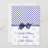 Bleu bleu polka point douche nuptiale Invitation (Devant)