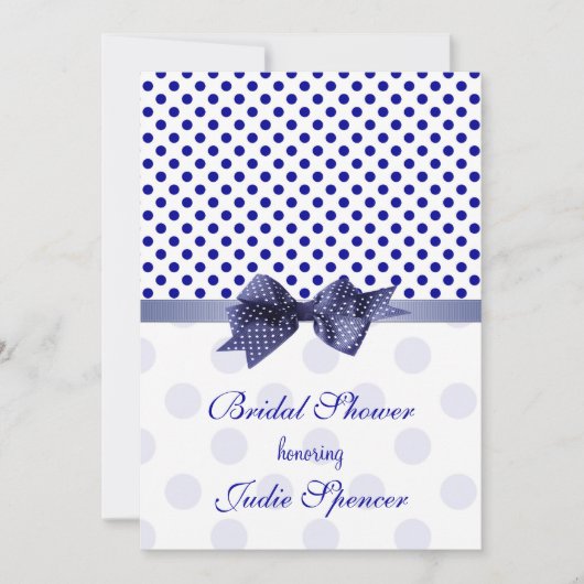 Bleu bleu polka point douche nuptiale Invitation (Devant)