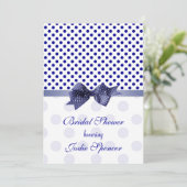 Bleu bleu polka point douche nuptiale Invitation (Debout devant)