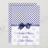 Bleu bleu polka point douche nuptiale Invitation (Devant / Derrière)