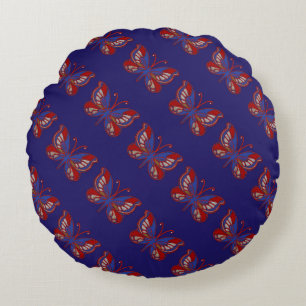 Bleu Bleu Rouge-Bleu Coussin rond