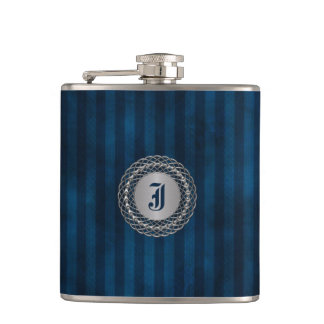 Bleu Bleu strié Flacon de Monogramme Personnalisé