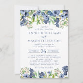 Bleu bleuet faire-part de mariage automne floral (Devant)
