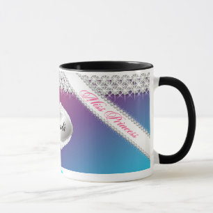 Bleu blond de la tasse personnalisé par bonheur