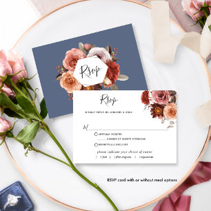 Bleu, Blush, Bourgogne Floral avec/sans repas RSVP