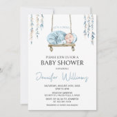 Bleu bohème bohème bébé garçon invitation douche (Devant)