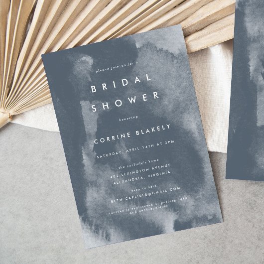 Bleu Boho Aquarelle nuptiale douche Invitation