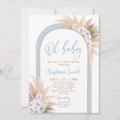 Bleu Boho Arch Baby shower garçon Invitation (Devant)