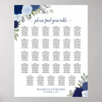 Bleu Boho Floral 29 Tableau Mariage