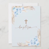 Bleu Boho Floral Arch Boys Baptême Invitation (Dos)
