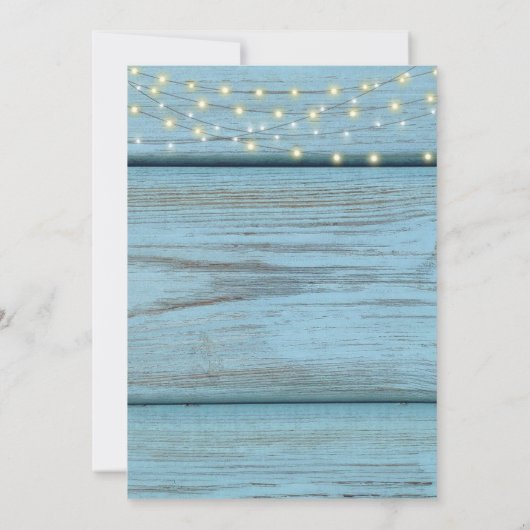 Bleu Boho Lumières Dîner de répétition Invitations (Dos)