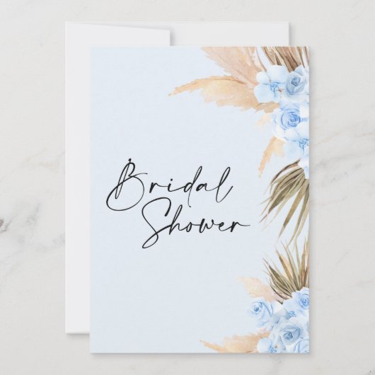Bleu Boho Pampas Grass nuptiale douche Invitation (Dos)