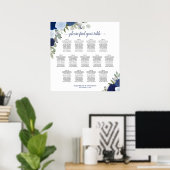 Bleu Boho Roses 13 Tableau Mariage Siège (Bureau à domicile)
