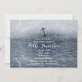 Bleu Bois Élégant Nautique Plage mer Invitations (Devant)