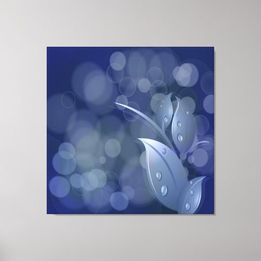 Bleu Bokeh Feuille toile enveloppée (Recto)