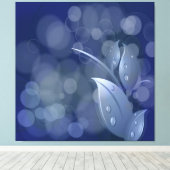 Bleu Bokeh Feuille toile enveloppée (Insitu (Plancher de Bois))